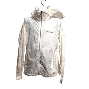 Columbia Womens White Lightweight Hooded Windbreaker Jacket S